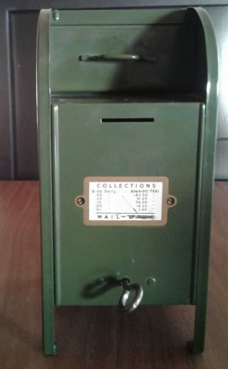 Vintage Green Metal Mailbox/bank