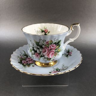 Royal Albert Baby Blue Bone China Teacup & Saucer Vintage England Tea Cup 2