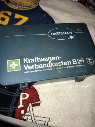 Vtg/vw/mercedes/german Hartmann Auto First Aid Kit Kraftwagen Verbandkasten