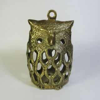 Vintage Brass Owl Candle Holder Hanging Lantern Garden Table Luminary