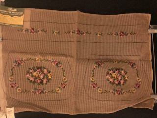 Vintage Preworked Needlepoint Canvas Bucilla Purse Handbag Floral Design