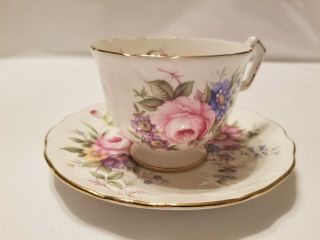 Gorgeous Vintage Aynsley Tea Cup/saucer Set Corset Shape Pink Blue Gold Roses