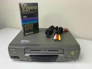 Sanyo 4 - Head Vcr Vhs Player Recorder Vwm - 380 - No Remote - With Av Cables,  1 Vhs