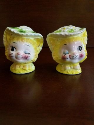 Vintage Salt And Pepper Shakers 1494 Miss Priss Winking Cat