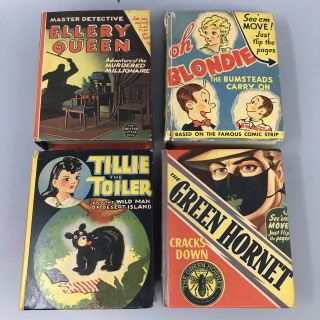 4 Better Little Books 1940s Blondie,  Green Hornet,  Tillie Toiler,  Ellery Queen