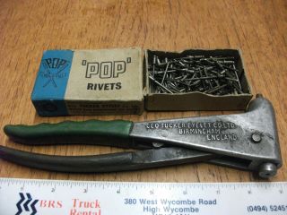 Vintage Tucker Fasteners Ltd Tt55 Pop Rivet Gun & 100 Rivets Birmingham England
