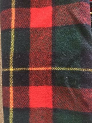 Vintage Pendleton Virgin Wool Plaid Blanket Throw 52x72 Fringe Green Red Blue 3