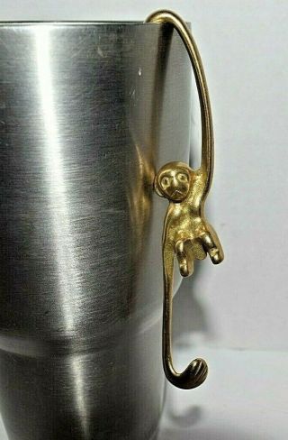 A Vintage Solid Brass Extended Arms Monkey Hanging Hook