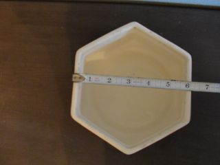 VINTAGE MCCOY POTTERY orange FLORALINE 6 SIDED BOWL WITH 420 Hexagon 3