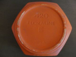 VINTAGE MCCOY POTTERY orange FLORALINE 6 SIDED BOWL WITH 420 Hexagon 6