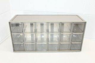 Vintage Akro Mils 18 Drawer Gray Plastic Organizer Storage Bin 10 - 136 Cleaned