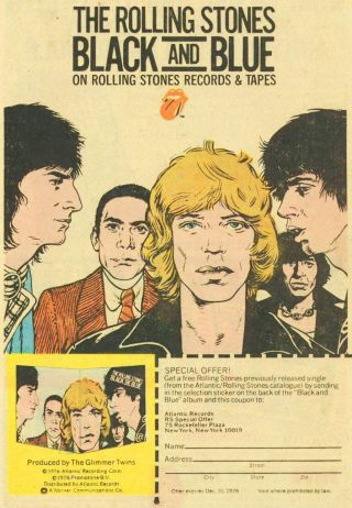 Rolling Stones - Black And Blue Album Vintage Print Ad - 70 