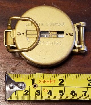 Vintage Metal Lensatic Liquid Filled Compass Hiking Backpacking