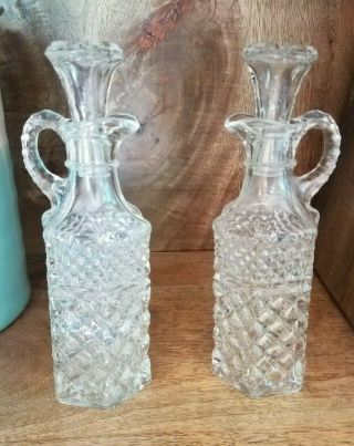 Vintage Oil And Vinegar Cut Glass Decanter - Set Of 2