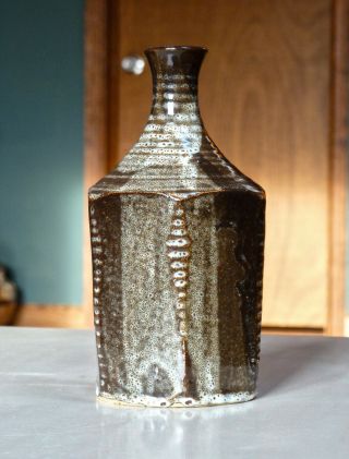Studio Pottery Faceted Bottle Bud Vase Weed Pot Mcm Vintage Ceramics