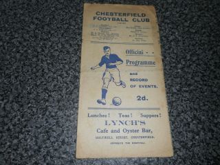 Chesterfield V Swansea Town 1946/7 December 14th Vintage Post