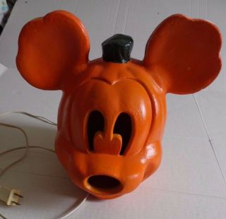 Vintage Mickey Mouse Jack O Lantern Halloween Pumpkin Disney Light Up