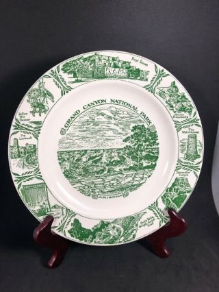 Vintage Grand Canyon National Park Souvenir Plate Green & White 10” Plate 6n
