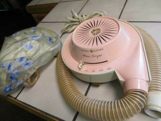 Vintage Ge General Electric Pink Portable Home Hair Dryer Hd - 1 - Great