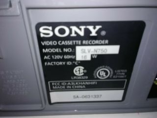 Sony SLV - N750 Hi - Fi Stereo VHS VCR Flash Rewind 19 Micron Head Video Recorder 7