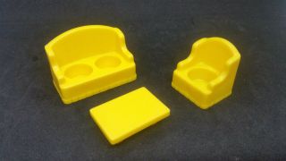 Vintage Fisher Price Little People Yellow 2 - Seat Sofa/couch Chair Table