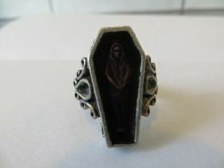 Vintage Ring Gothic Pewter 1995 England Alchemy Carta Corpse In Casket Coffin 2