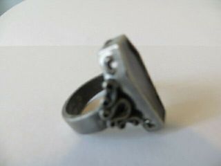 Vintage Ring Gothic Pewter 1995 England Alchemy Carta Corpse In Casket Coffin 3