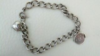 Vintage Sterling Silver Curb Chain Middle Eastern Arabic Charm Bracelet