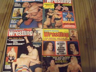 8 Vintage " Sports Review Wrestling " Magazines W/female Apartment House Wrestling