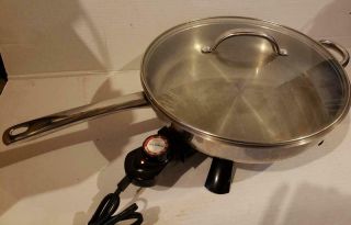 Vintage Presto Round Electric Frying Pan / Skillet W/ Glass Lid