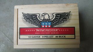 Winchester Olin Wwii Commemorative Wooden Shotgun Shell Box For Brass M19 12 Ga