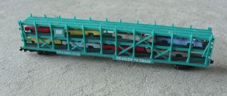 Vintage N Scale Arnold Rapido Penn Central Trailer Train Car Carrier With Cars
