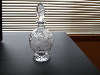 Vintage Heavy Lead Crystal Glass Decanter Thumbprint Cut & Etched Starburst Base