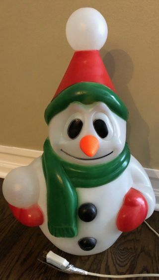 Vintage General Foam Plastics Snowman Blow Mold Lighted 23 " Indoor/outdoor