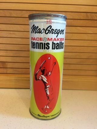 Vintage Macgregor Brunswick Pace Maker Tennis Balls Metal Canister Cincinnati Oh