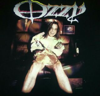Ozzy Black T - Shirt Large 2000 Almost Vintage Straightjacket Blood Food Alcohol