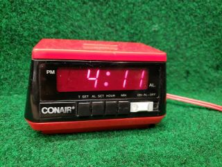Vintage Nos Conair Digital Led Alarm Clock Model Cl1002 Red Retro 