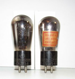 2 Identical Cunningham Globe Cx - 371 - A Amplifier Tubes.  Tv - 7 Test At Nos Specs.