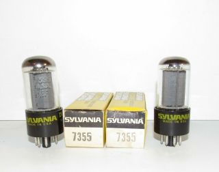 Pair - Nib Sylvania Branded Type 7355 Amplifier Tubes.  Tv - 7/u Test Strong.