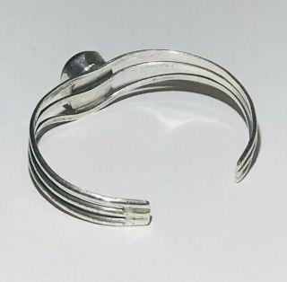 Native American Vintage Sterling Silver 925 Malachite Stone Split Cuff Bracelet 3