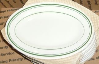 9 Vintage Buffalo China Platter Restaurant Ware Green Stripes 7 " L X 4 3/4 " W