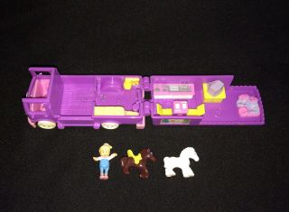 Vtg Polly Pocket Bluebird 1994 Stable On The Go Horse Riding Doll & Rv Complete