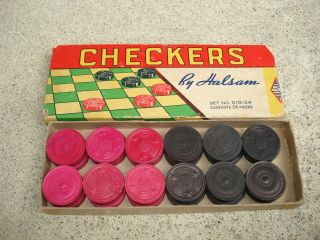 Vintage Wood Checkers By Halsam No.  518/24