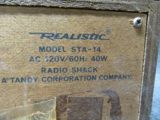 Vintage Realistic STA - 14 AM/FM Wood Grain Stereo Receiver 4