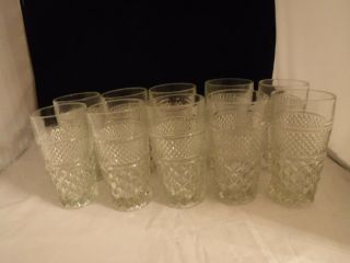 10 Vintage Anchor Hocking Wexford Crystal Clear Glass Water 10 Oz Tumblers