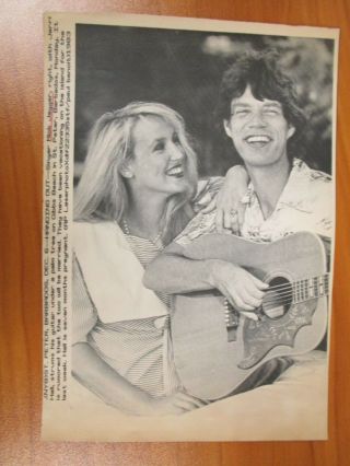 Vtg Wire Ap Photo Singer Sir Mick Jagger & Model Jerry Hall Rolling Stones 2