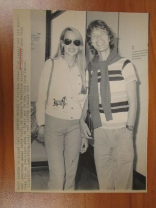 Vtg Wire Ap Photo Singer Sir Mick Jagger & Model Jerry Hall Rolling Stones 1