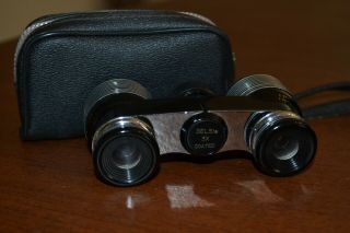Vintage Selsi 3x Coated Opera Glasses With Case,  J - B208,  Black And Silver