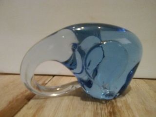 Vintage Blue Glass Art Elephant Trunk Down Venetian/murano Glass 3.  5 "