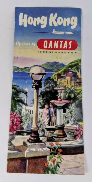 1955 - Qantas Empire Airlines - Hong Kong Travel Brochure Vintage/vtg Australia